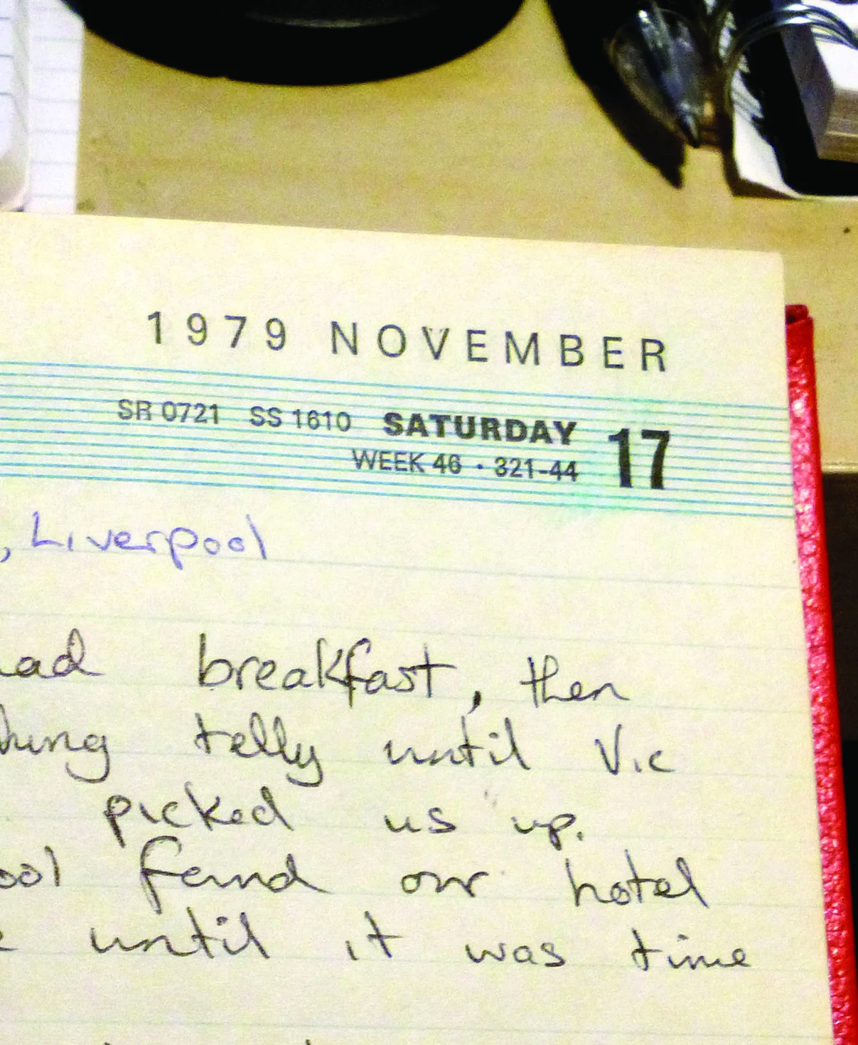 Handwritten tour notes preserved by Loopy