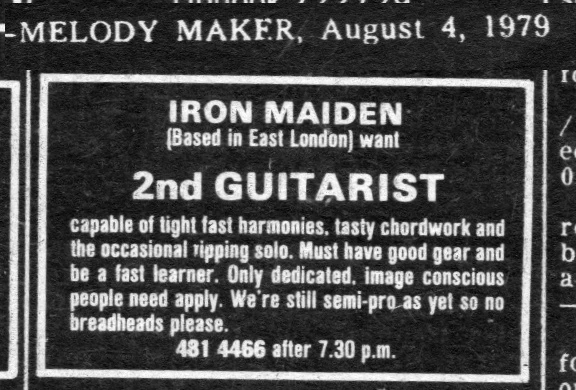 Original Iron Maiden music press advertisement